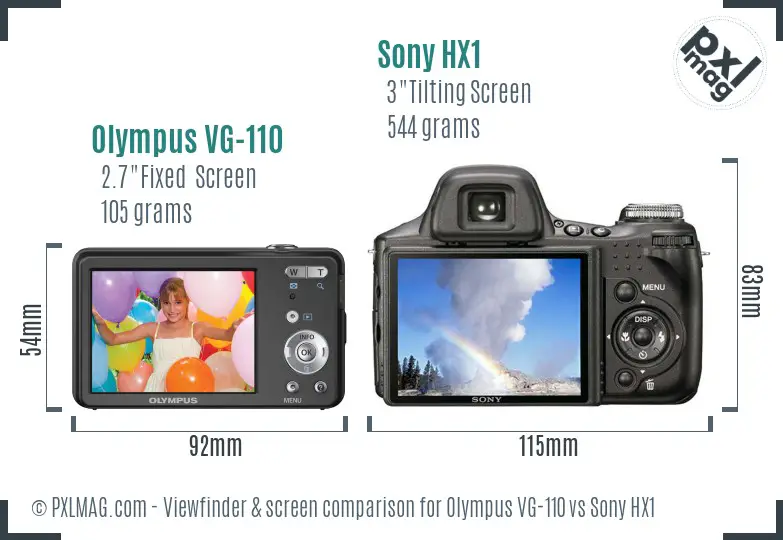 Olympus VG-110 vs Sony HX1 Screen and Viewfinder comparison