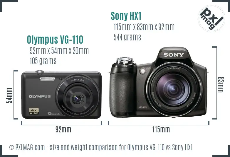 Olympus VG-110 vs Sony HX1 size comparison