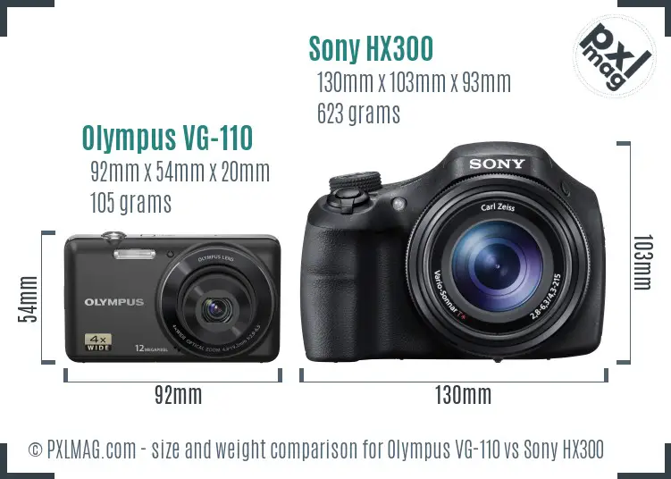 Olympus VG-110 vs Sony HX300 size comparison