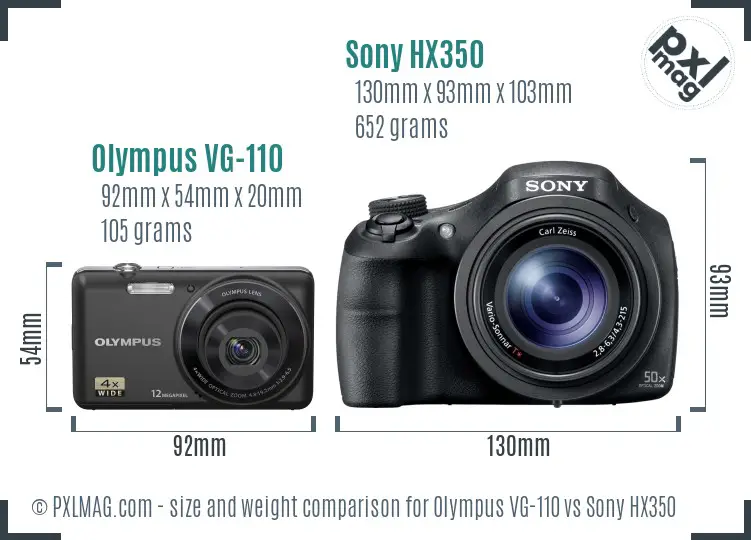 Olympus VG-110 vs Sony HX350 size comparison