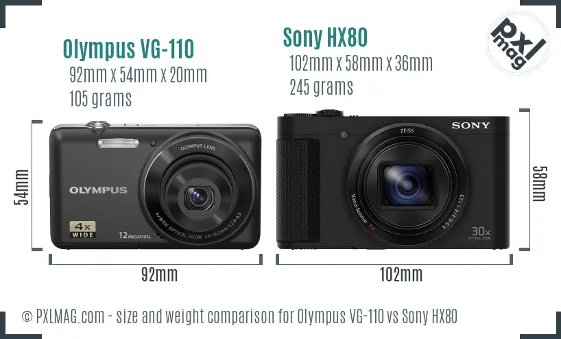 Olympus VG-110 vs Sony HX80 size comparison