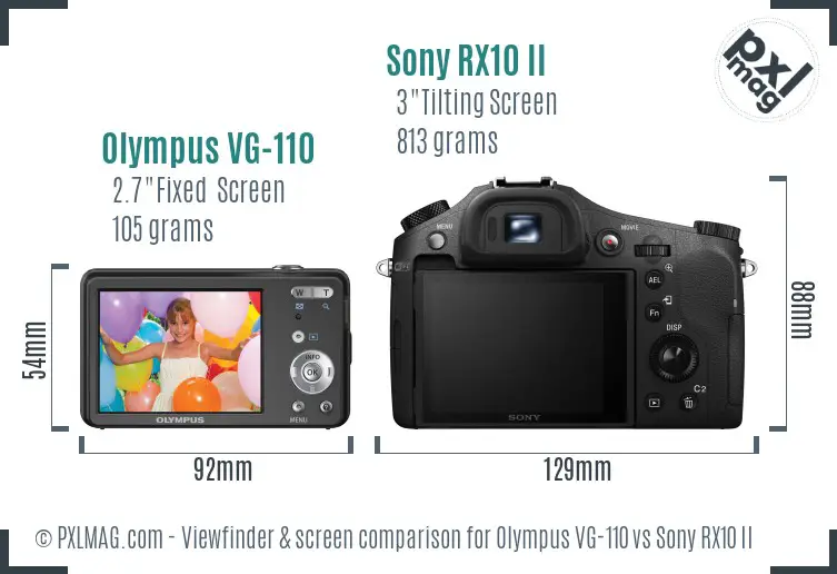 Olympus VG-110 vs Sony RX10 II Screen and Viewfinder comparison