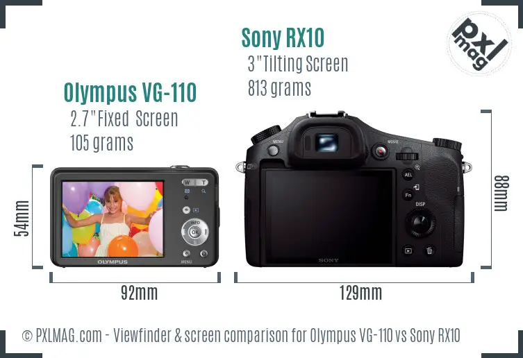 Olympus VG-110 vs Sony RX10 Screen and Viewfinder comparison