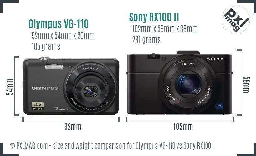 Olympus VG-110 vs Sony RX100 II size comparison