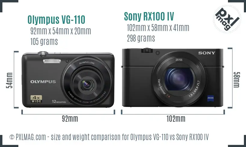 Olympus VG-110 vs Sony RX100 IV size comparison