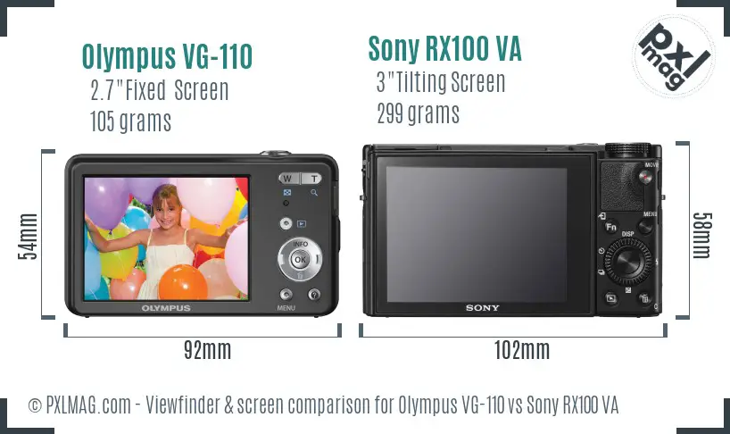 Olympus VG-110 vs Sony RX100 VA Screen and Viewfinder comparison