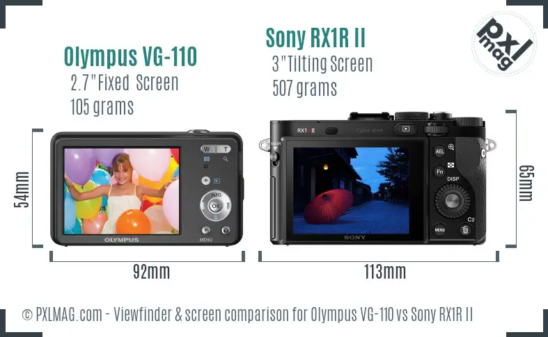 Olympus VG-110 vs Sony RX1R II Screen and Viewfinder comparison