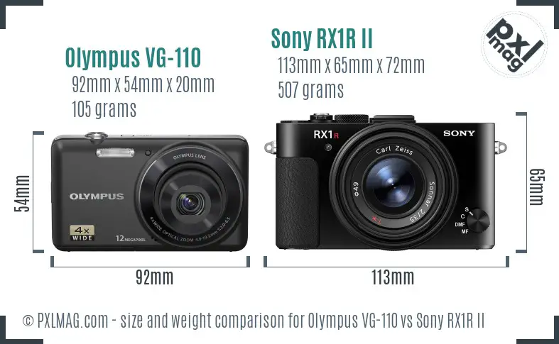 Olympus VG-110 vs Sony RX1R II size comparison