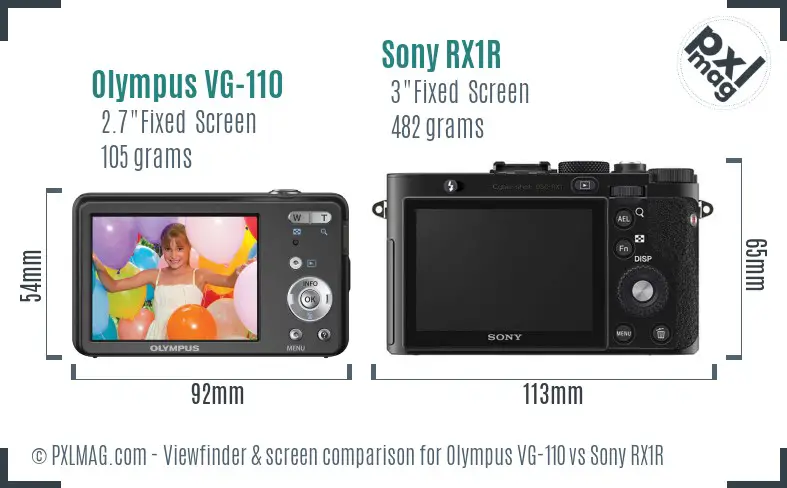 Olympus VG-110 vs Sony RX1R Screen and Viewfinder comparison