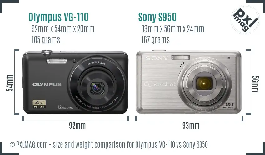 Olympus VG-110 vs Sony S950 size comparison