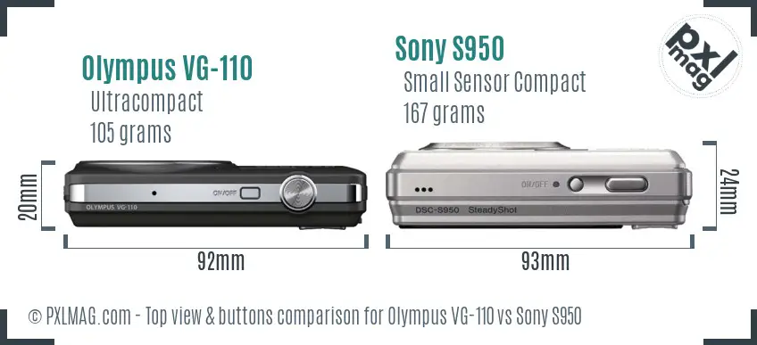 Olympus VG-110 vs Sony S950 top view buttons comparison