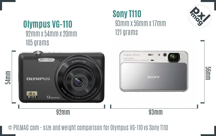 Olympus VG-110 vs Sony T110 size comparison
