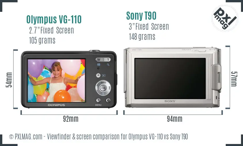 Olympus VG-110 vs Sony T90 Screen and Viewfinder comparison