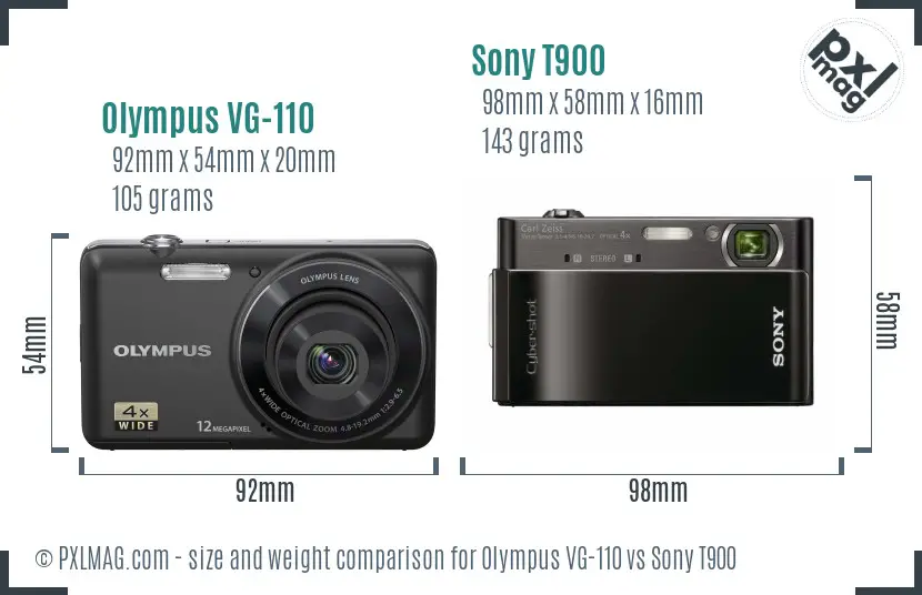 Olympus VG-110 vs Sony T900 size comparison