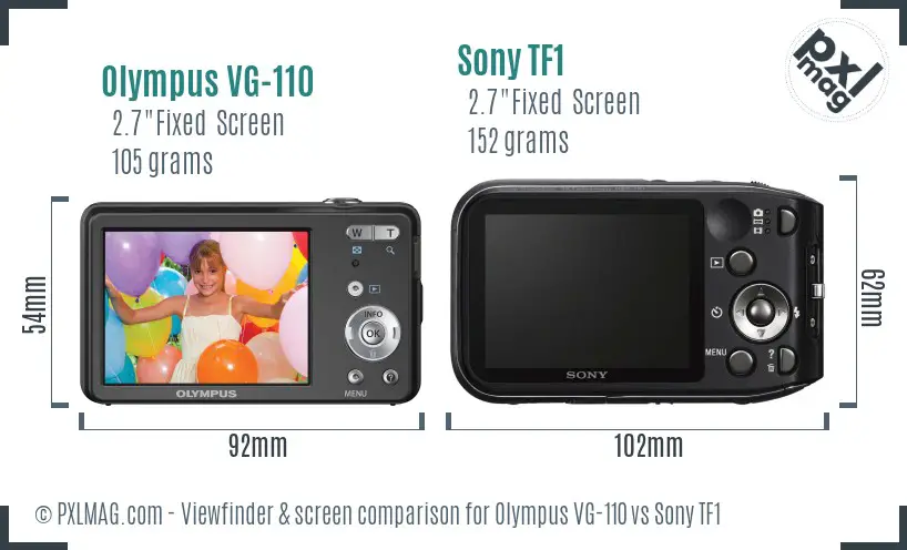 Olympus VG-110 vs Sony TF1 Screen and Viewfinder comparison