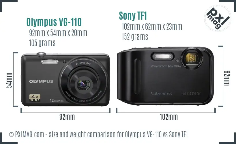 Olympus VG-110 vs Sony TF1 size comparison