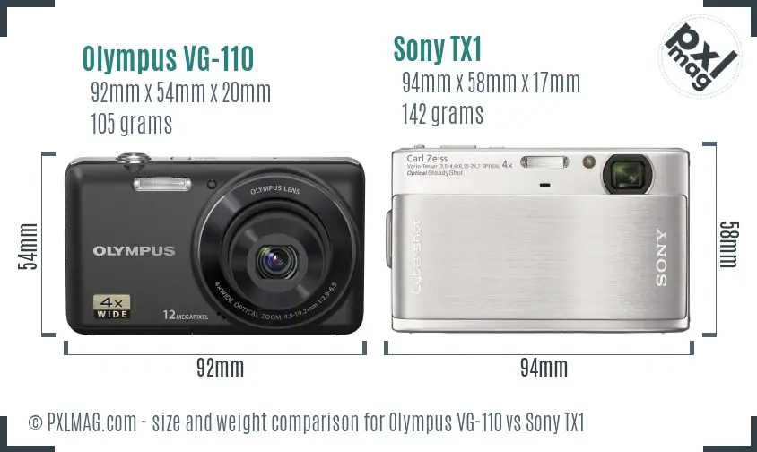 Olympus VG-110 vs Sony TX1 size comparison