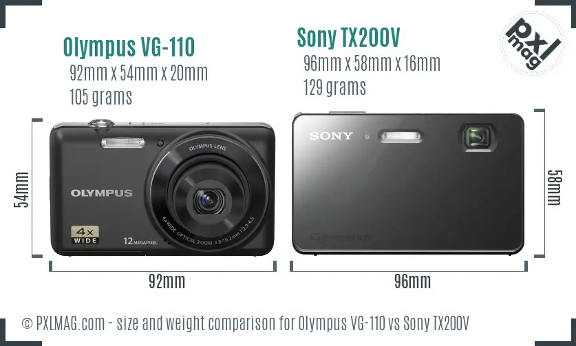 Olympus VG-110 vs Sony TX200V size comparison