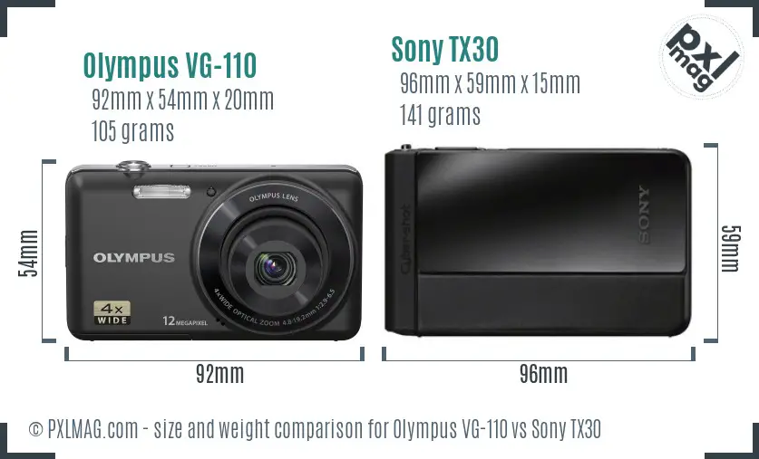 Olympus VG-110 vs Sony TX30 size comparison
