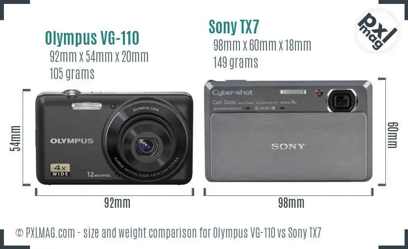 Olympus VG-110 vs Sony TX7 size comparison
