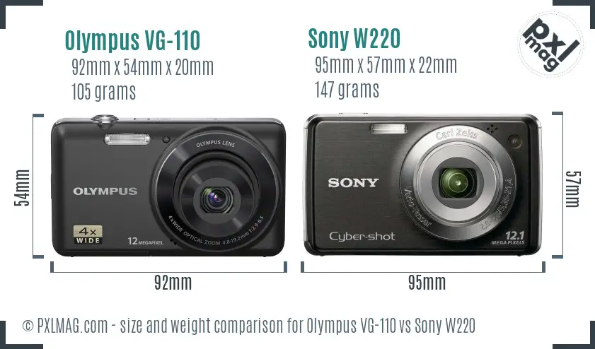 Olympus VG-110 vs Sony W220 size comparison