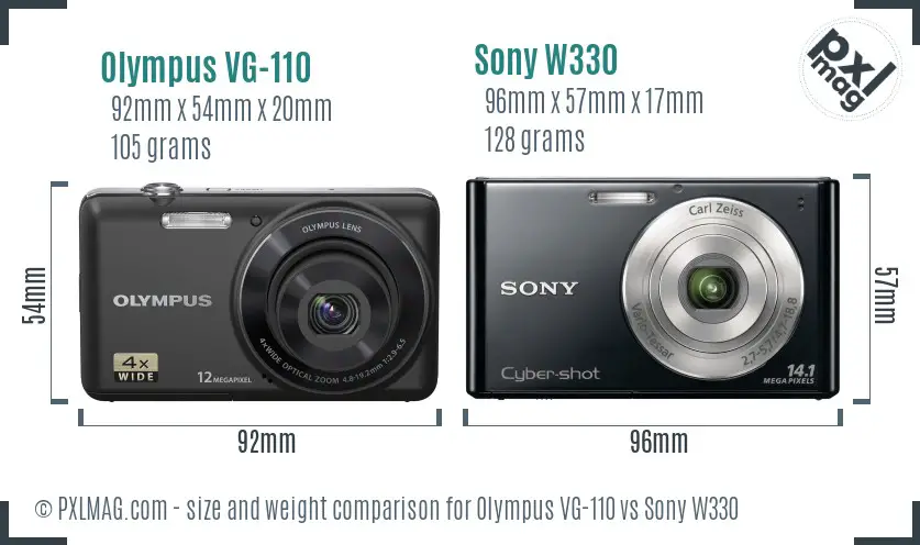 Olympus VG-110 vs Sony W330 size comparison