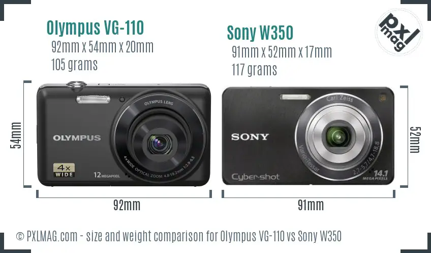 Olympus VG-110 vs Sony W350 size comparison