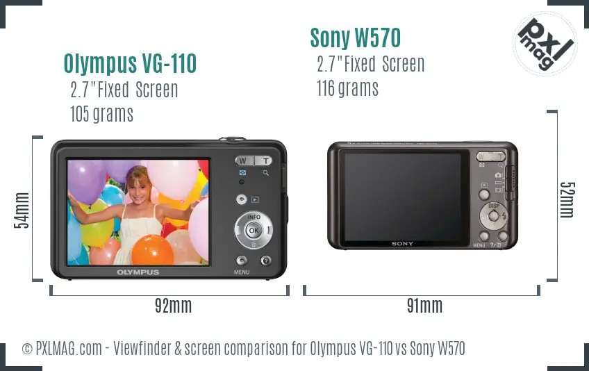 Olympus VG-110 vs Sony W570 Screen and Viewfinder comparison