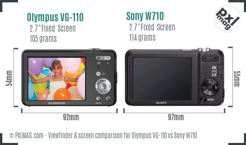 Olympus VG-110 vs Sony W710 Screen and Viewfinder comparison