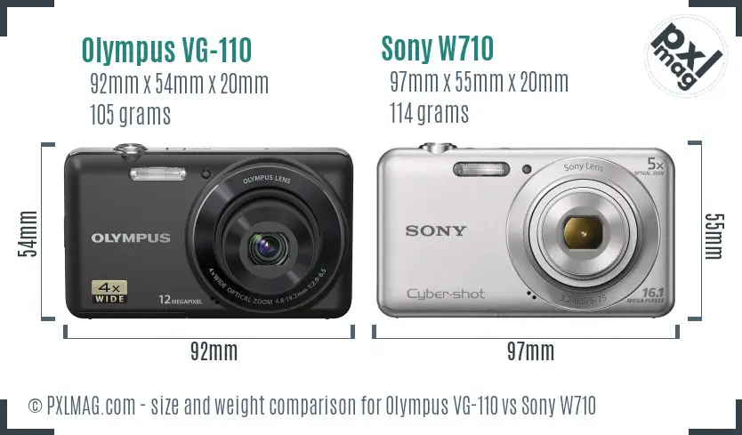 Olympus VG-110 vs Sony W710 size comparison