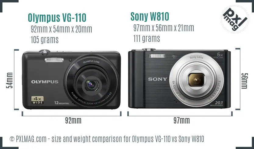 Olympus VG-110 vs Sony W810 size comparison