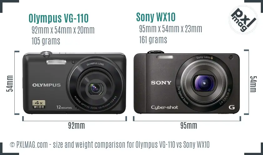 Olympus VG-110 vs Sony WX10 size comparison