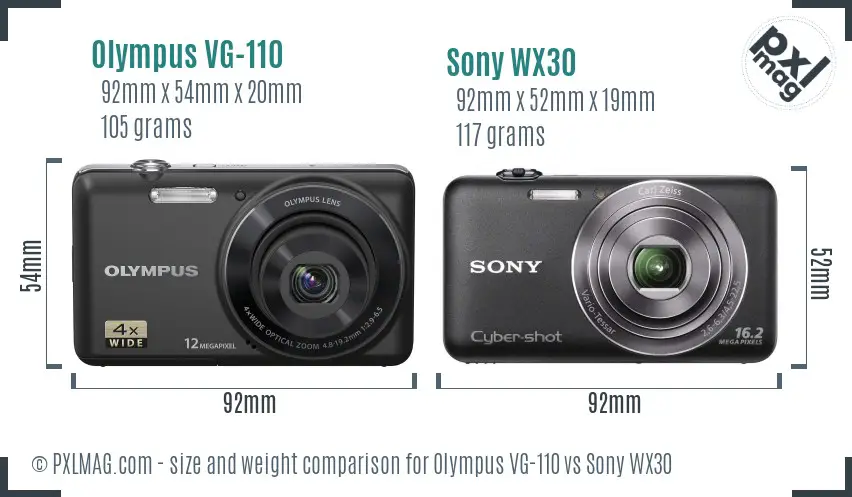 Olympus VG-110 vs Sony WX30 size comparison