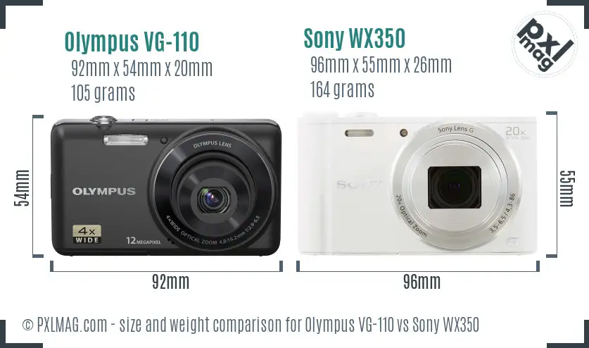 Olympus VG-110 vs Sony WX350 size comparison