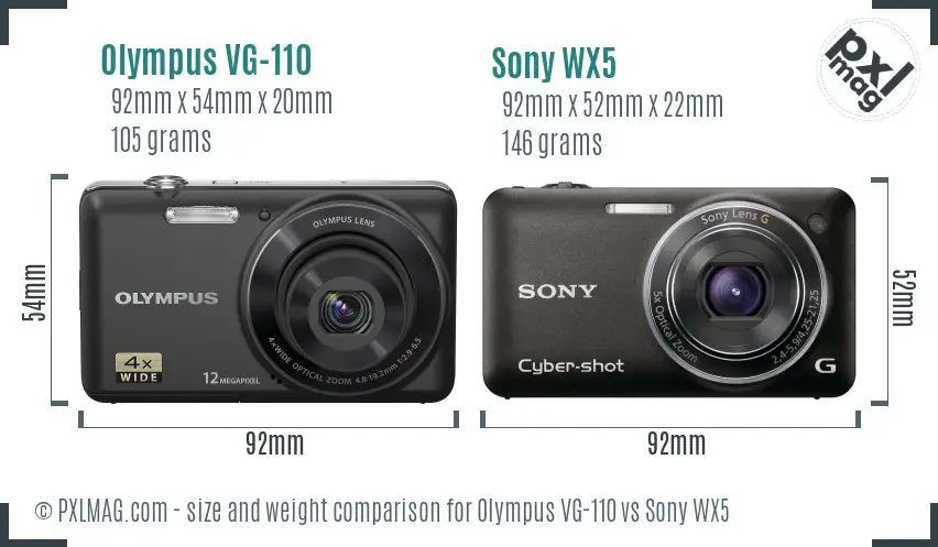 Olympus VG-110 vs Sony WX5 size comparison