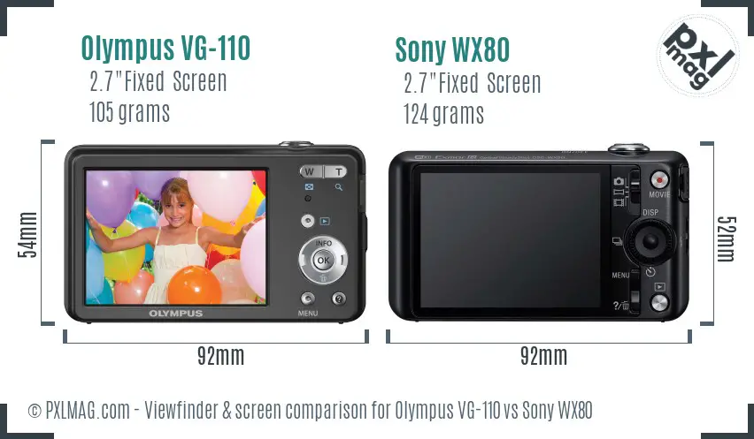 Olympus VG-110 vs Sony WX80 Screen and Viewfinder comparison