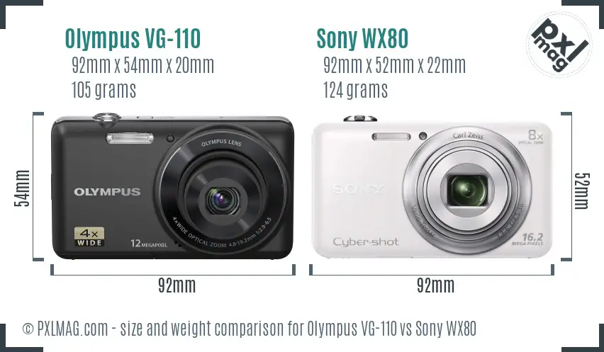 Olympus VG-110 vs Sony WX80 size comparison