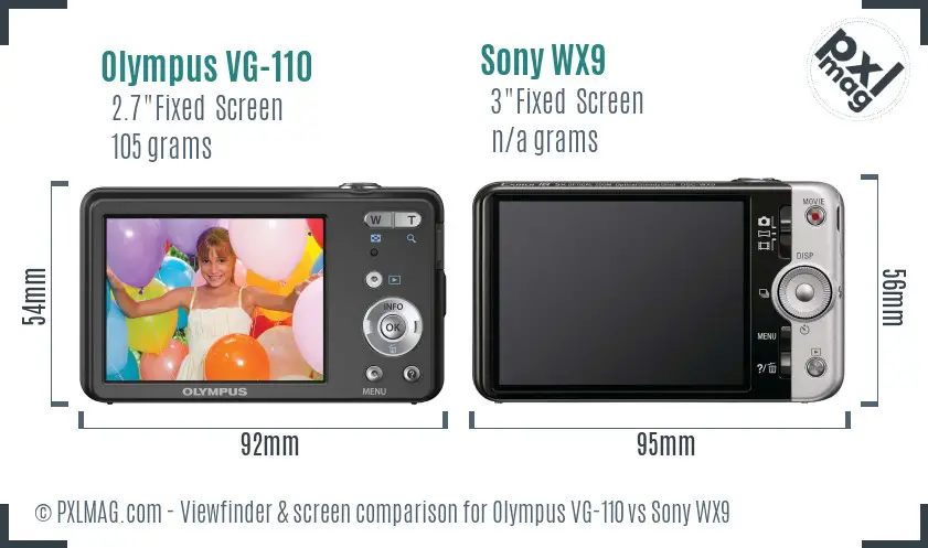 Olympus VG-110 vs Sony WX9 Screen and Viewfinder comparison