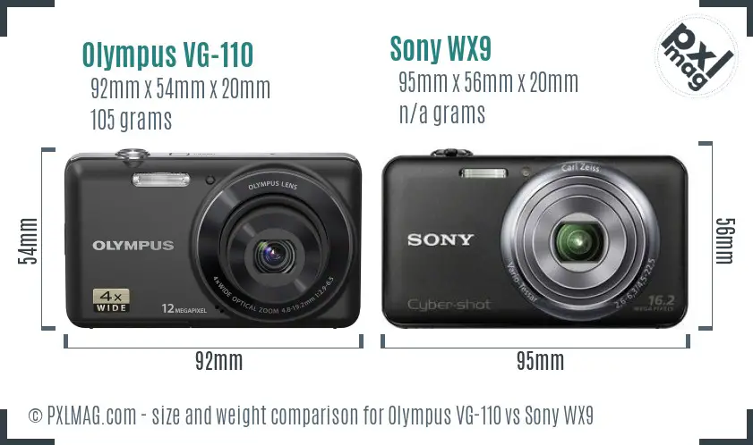 Olympus VG-110 vs Sony WX9 size comparison
