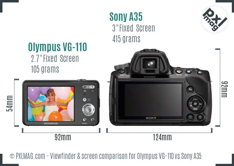 Olympus VG-110 vs Sony A35 Screen and Viewfinder comparison