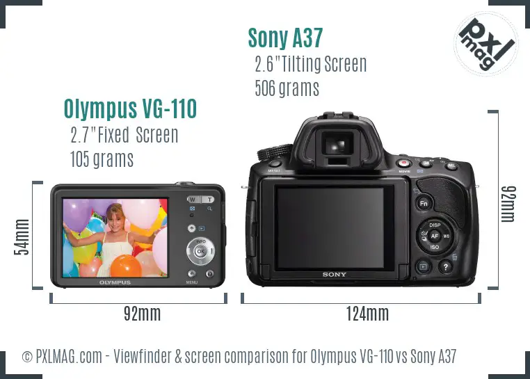 Olympus VG-110 vs Sony A37 Screen and Viewfinder comparison