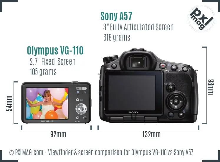 Olympus VG-110 vs Sony A57 Screen and Viewfinder comparison