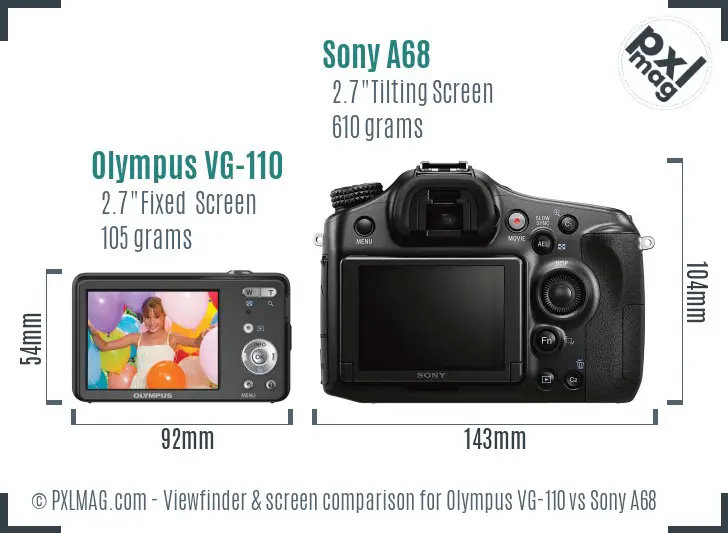 Olympus VG-110 vs Sony A68 Screen and Viewfinder comparison