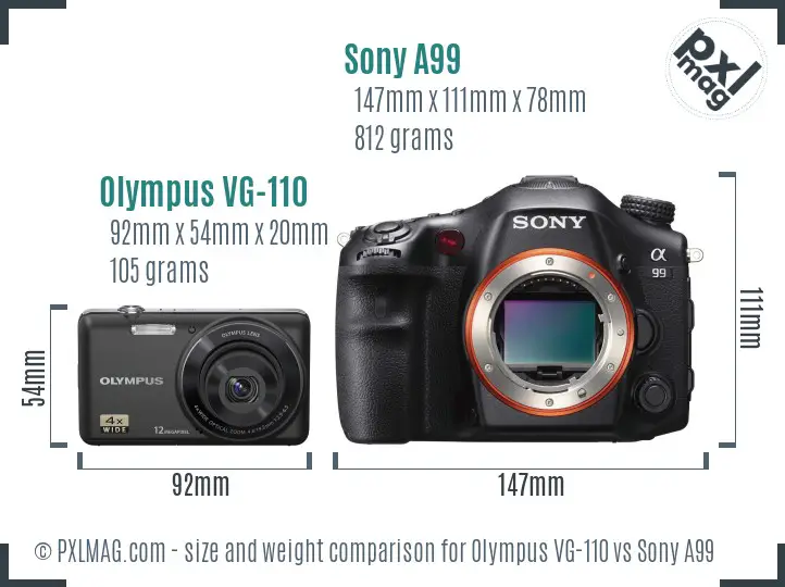 Olympus VG-110 vs Sony A99 size comparison