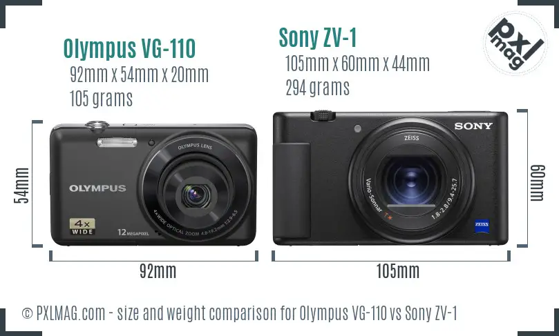 Olympus VG-110 vs Sony ZV-1 size comparison