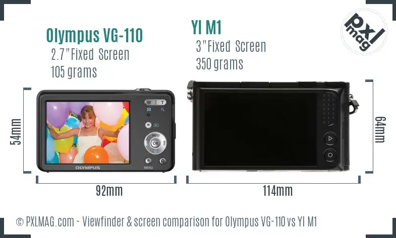 Olympus VG-110 vs YI M1 Screen and Viewfinder comparison
