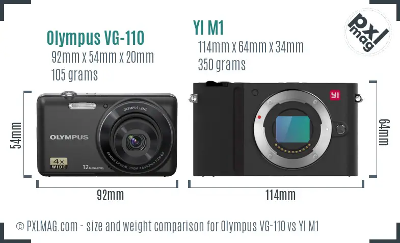 Olympus VG-110 vs YI M1 size comparison