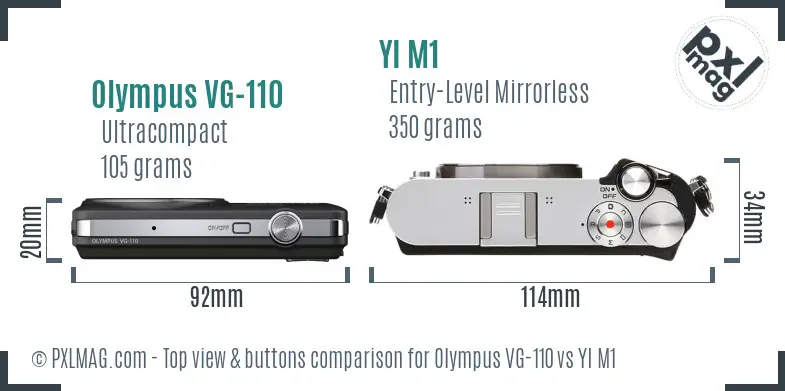 Olympus VG-110 vs YI M1 top view buttons comparison