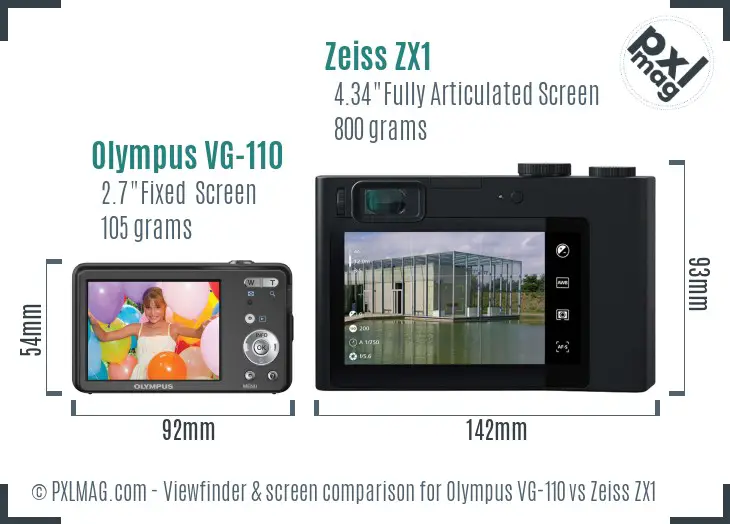 Olympus VG-110 vs Zeiss ZX1 Screen and Viewfinder comparison