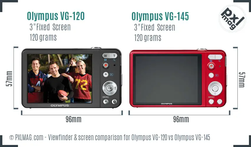 Olympus VG-120 vs Olympus VG-145 Screen and Viewfinder comparison